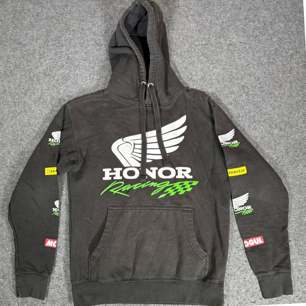 Honda Racing La Familia Hoodie Mens Small Black Pullover‎ Sweatshirt Motocross